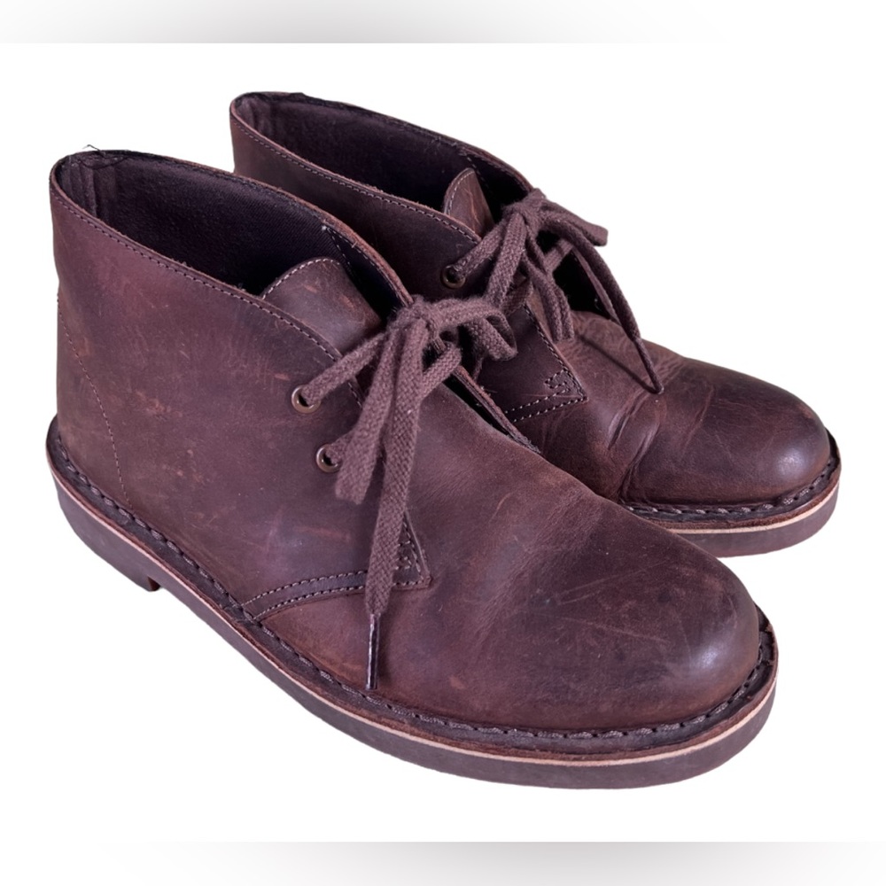 Clarks Brown Leather Bushacre Desert Chukka Boots 15260 Sz 6.5
